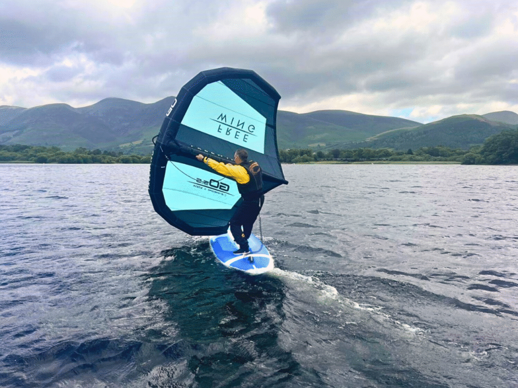 Wingsurfing on lake