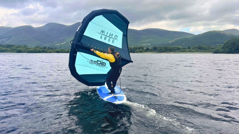 Wingsurfing on lake